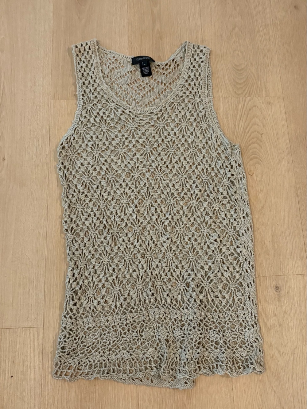 Karen Kane Crochet Floral Knit Sleeveless Tank in Sage